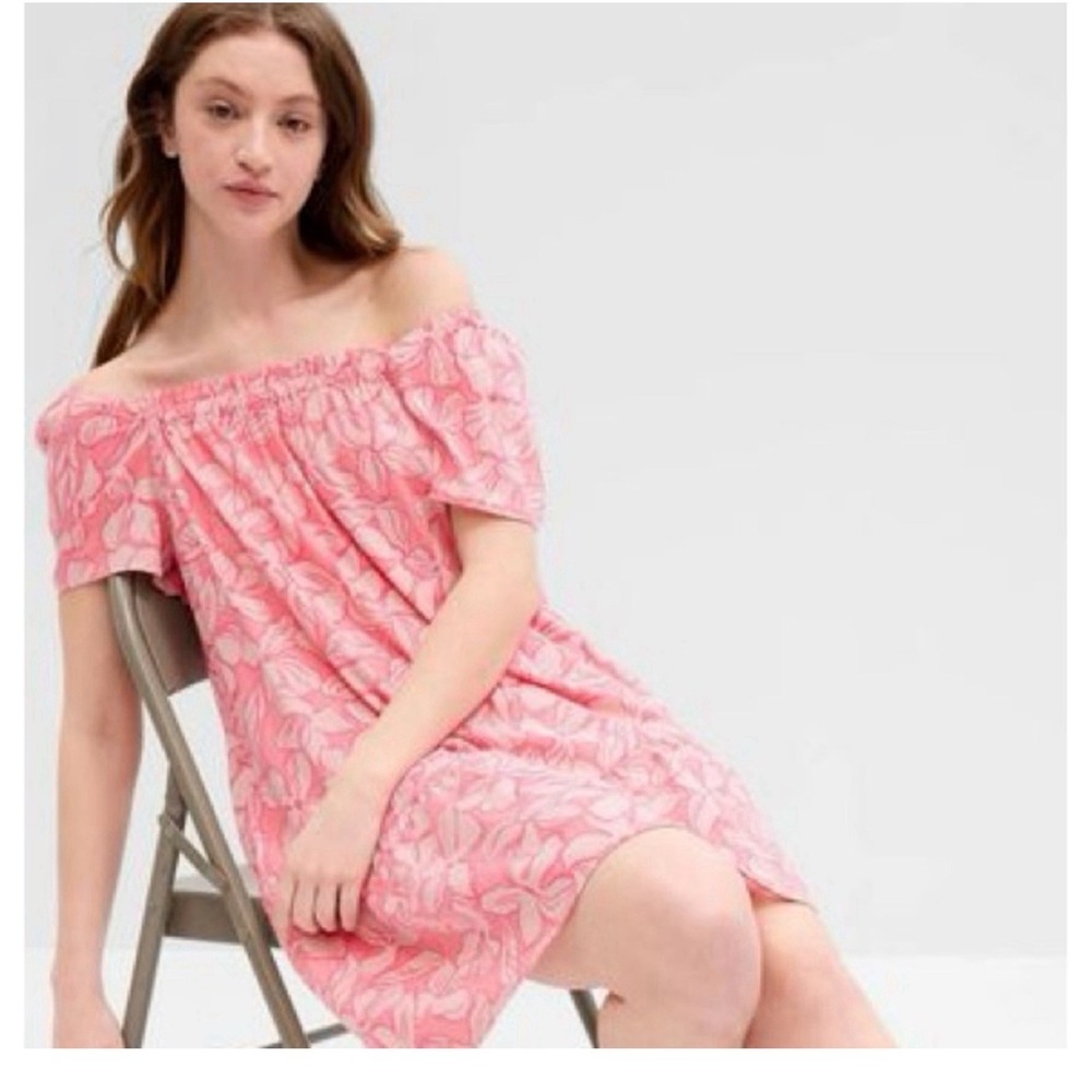 Gap Women's Square neck Mini Dress Pink Floral Large Summer‎ Fun